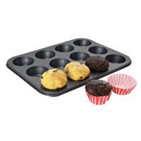 NON-STICK MUFFIN PAN FOR 12 MUFFINS + 72 PAPER LINERS AS A GIFT