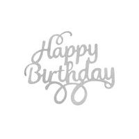 SILVER CAKE TOPPER HAPPY BIRTHDAY 14 CM