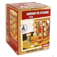 KOŘENKA SKLO/DŘEVO 12 KS+STOJAN DŘEVO