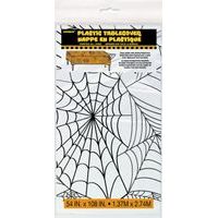 TRANSPARENT TABLECLOTH SPIDERWEB DESIGN - 1.37 M X 2.74 M - HALLOWEEN