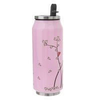 HEART AND TREE DESIGN PINK THERMOS CAN 0.4 L
