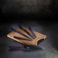 KNIFE SET WITH NON-STICK COATING + CUTTING BOARD 6 PCS PURPLE METALLIC LINE