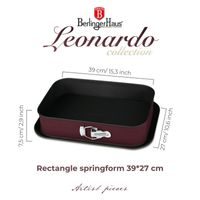 BERLINGERHAUS SQUARE CAKE TIN WITH TITANIUM COATING 39X27 CM LEONARDO COLLECTION BH-7941