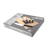 6 DARABOS KÉSKÉSZLET VÁGÓDESZKÁVAL - MATTE BLACK COLLECTION