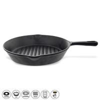 CAST IRON GRILL PAN FOR STEAKS WITH RIBBED BOTTOM - 24 CM