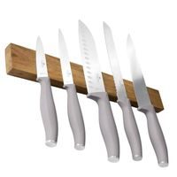 KNIFE SET WITH MAGNETIC HOLDER MADE OF ACACIA WOOD 6 PCS TAUPE COLLECTION