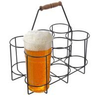 STOJAN NA PIVNÉ LÁHVE A PŮLLITRY Z KOVU A DREVA, 6 POZÍCIÍ