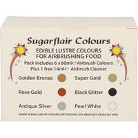 SADA ŠIESTICH LUXUSNÝCH TRBLIETAVÝCH FARIEB + ČISTIČ AIRBRUSHU 6X14 ML