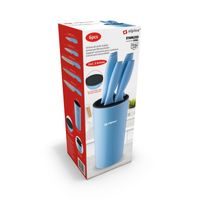 6-PIECE KNIFE SET IN STAND - BLUE