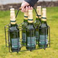 STOJAN NA PIVNÉ LÁHVE A PŮLLITRY Z KOVU A DREVA, 6 POZÍCIÍ