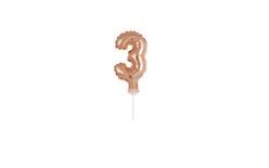 Balloon foil numerals rose gold - Rose Gold 12,5 cm - 3 with holder