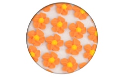 Cukrová dekorácia - Kvety točené 35 ks oranžová