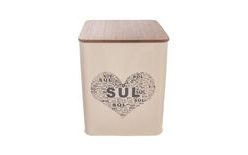 Heart Salt Storage Tin/Wood 11.5x11.5x14 cm