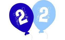 Birthday Balloons 5pcs with the Number 2 for Boys