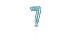 Balloon foil numerals turquoise (Tiffany) 12,5 cm - 7 with holder