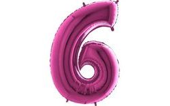 Pink Foil Number 6 Balloon - 115 cm