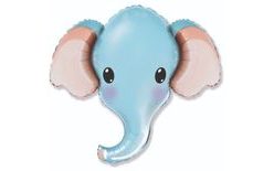 Kék fóliás lufi Elefánt - 81 cm - szafari