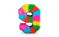 Piñata číslo " 9 " farebná - rozbitná, 50x35x7,5 cm