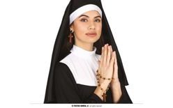 Wooden Earrings and Rosary - Nun - Halloween