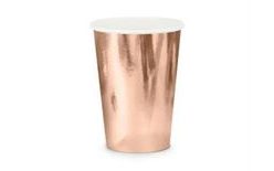 Papírové kelímky, růžovo zlaté - rose gold, 220ml, 6 ks