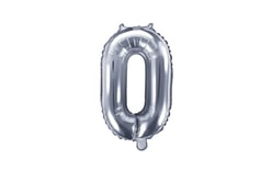 Balloon foil numerals silver 35 cm - 0 (NOT FILLABLE WITH HELIUM)