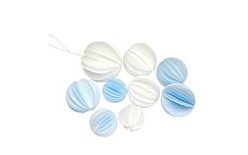 Wafer Fan Decorations White and Blue