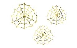 Dekorace pavučina - zlatá - Halloween - 3 ks