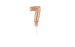 Balloon foil numerals rose gold - Rose Gold 12,5 cm - 7 with holder