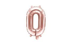 Rose Gold Foil Balloon Number 0 - 35 cm (NOT HELIUM FILLABLE)