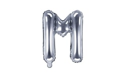 Fólia léggömb "M" betű, 35 cm, ezüst (NEM Tölthető héliummal)