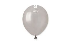 Mini latexový balónek - 13 cm – Metalický strieborný, 1 KS