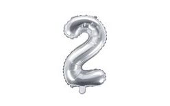 Silver Foil Balloon Number 2 - 35 cm (NOT HELIUM FILLED)