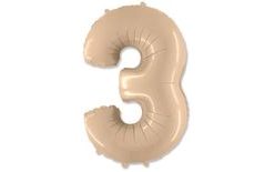 Balón foliový číslice KRÉMOVÁ - 102 cm - 3