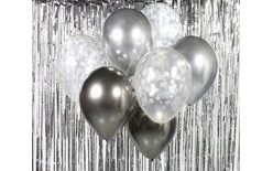 Set of Latex Balloons - Chrome Silver 7 pcs, 30 cm