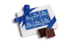 Promotional chocolate set 12x5g (6x5g) with ribbon featuring your design/logo – from 250/500 pcs