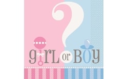Servítky Gender Reveal "Girl or Boy" - "Dievča alebo chlapec"