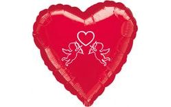Red Heart Balloon with Angel