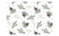Baliaci papier Vianočná klasika - vetvičky a šišky - listy 100 x 70 cm