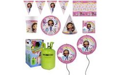 Dětská narozeninová sada Gábinin kouzelný domeček - Gabby's Doll house s balónky a heliem - 10 osob