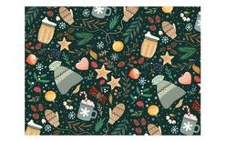 Baliaci papier klasický zelený - vianočné motívy - listy 100x70 cm