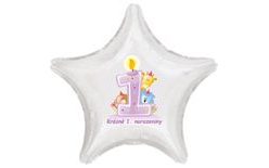 Krásne 1. narodeniny fóliový balónek srdíčko pre dievčatá