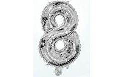 Balón foliový číslice stříbrná 35 cm - 8 (NELZE PLNIT HELIEM)