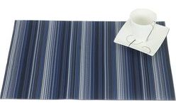Plastic placemat with blue stripes