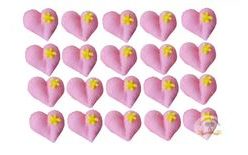 Cukrové dekorace růžová srdíčka s kytičkou