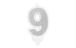 Ezüst születésnapi gyertya 9, 7 cm