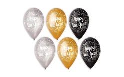 Balónky metalické 30 cm "Happy New Year" 6 ks - Silvestr