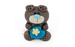 Occasion Figurine – Grey Teddy Bear with Blue Heart