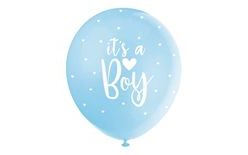 Latex BALLONOK - "It's a Boy" - Kalap - kék és fehér - 5 db - 30 cm
