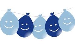 Hanging Smiley Face Balloons 5pcs Blue Mix