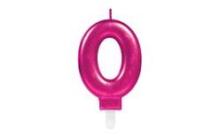Pink Number 0 Candle
